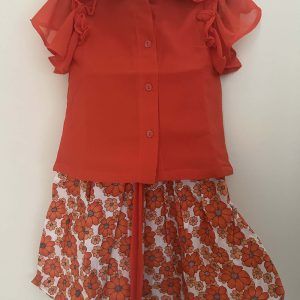 girl's red skirt & tops