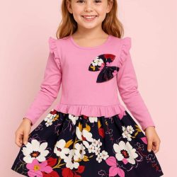 full sleeve frock pink